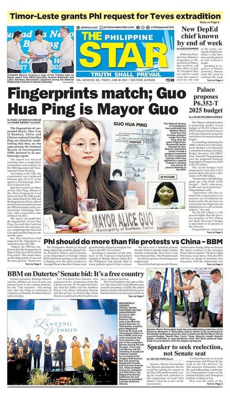 The Philippine Star June 28, 2024 (Digital) Editoryal Filipino Newspaper Tagalog, Manila Bulletin Newspaper, Pubmat Inspiration, Newspaper Layout Design, Philippine Society, Daily News Newspaper, Philippine Star, Florida Mansion, Black And White Graffiti