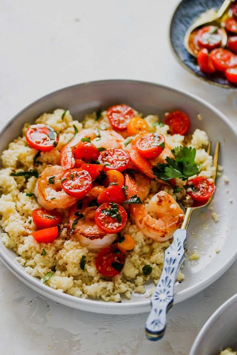 20 Minute Shrimp and Tomato-Fennel Couscous | Dishing Out Health Shrimp Couscous Recipes, Shrimp Couscous, 2024 Diet, Gf Lunch, Shrimp Cream Sauce, Couscous Dishes, Basil Pesto Chicken, Dishing Out Health, Fennel Recipes