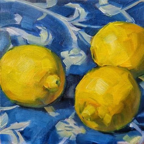 Fruit Paintings, Lemon Painting, Still Life Fruit, Watercolor Fruit, Fruit Painting, Daily Painting, Painting Still Life, Still Life Art, Fruit Art