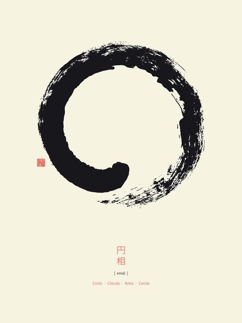 Zen Circle Wallpaper, Buddhist Calligraphy, Graphic Design Vintage, Enso Circle, Zen Circle, Circle Print, Japanese Zen, Japanese Wall, Spiritual Symbols