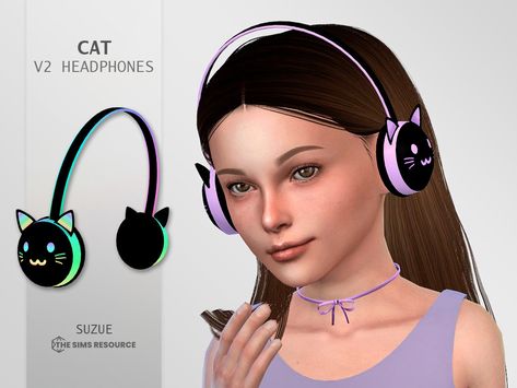 The Sims Resource - Cat V2 Headphones Child Claires Earrings, Skull Top, Peach Necklace, Sims 4 Tattoos, Diamond Chain Necklace, Star Headband, Sims 4 Children, Sims 1, Electronic Art