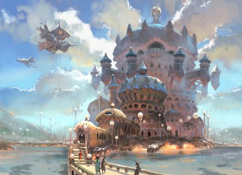 Academy Fantasy Art, Enviroment Concepts, Magic University, Fantasy Academy, Magical Academy, Sky Islands, Magic Academy, Red City, Bg Design