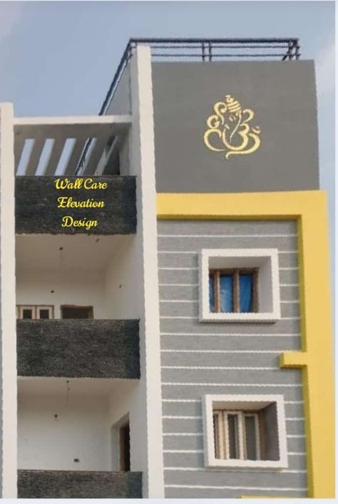 Lord Ganesha House Elevation, House Front Wall Design Ganesh, Vinayaka Elevation Designs, Pvc Elevation Design, Front Elevation Ganesh Design, Ganesh Stencil, Ganesh Design, 20x30 House Plans, House Front Wall Design