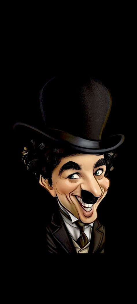 Charlie Chaplin Wallpaper Iphone, Charlie Chaplin Wallpaper, Best Wallpapers, Drawing Wallpaper, Iphone Lockscreen, Wallpaper Black, Charlie Chaplin, Caricatures, Black Wallpaper