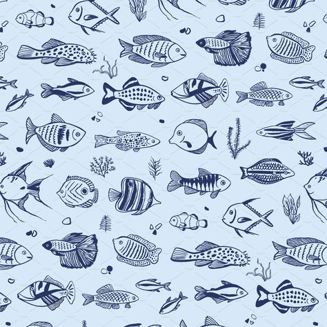 Fish Motif Design, Tropical Fish Drawing Simple, Folk Fish Art, Coral Fish Tattoo, Box Fish Tattoo, Parrot Fish Tattoo, Reef Fish Tattoo, Tropical Fish Illustration, Weird Fish Drawing