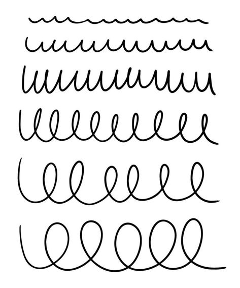 Set of spiral wavy doodle lines. Hand-drawn collection of doodle curls from small to large loops. Vector illustration graphic elements isolated on white background. Curls Illustration, Loop Drawing, Spiral Line, Line Video, Spiral Curls, Wavy Lines, Illustration Graphic, Background Background, Graphic Elements