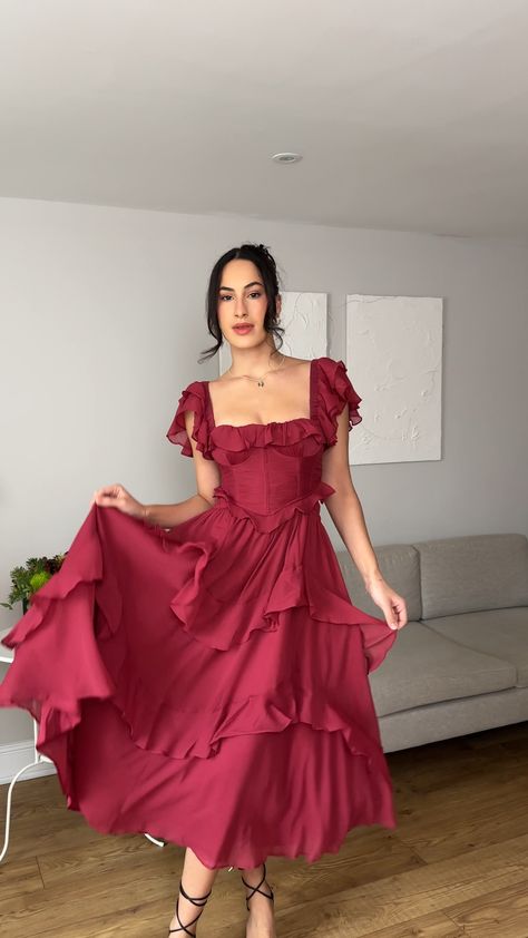 ASOS DESIGN flutter sleeve ruched … curated on LTK Flare Sleeve Prom Dress, Ruffle Dress With Sleeves, Wedding Guest Dress Sleeves, Lace Styles For Wedding Guest, Dress Sleeves Design, Sleeved Prom Dresses, Prom Dress Sleeves, Fairytale Dress To Impress, Outfit For Wedding Guest