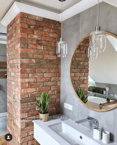 Brick Bathroom, Prom 2023, Bad Inspiration, Garden Decor Diy, Boho Interiors, Home Building Design, Rustic Garden Decor, Rustic Gardens, Cabin Homes