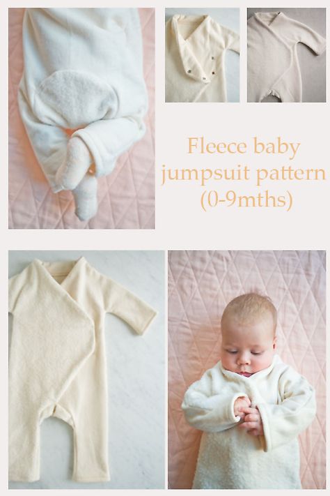 FREE fleece baby jumpsuit pattern (0-9 months). Baby boy and girl FREE sewing pattern. Beautiful baby jumpsuit made from fleece. #SewModernKids #BabySewingPattern #SewingForFree #FreeSewingPattern #FreeBabySewingPattern #BabyFleeceSewingPattern #BabyJumpsuitSewingPattern Infant Sleeper Pattern, Baby Onesie Sewing Pattern, Baby Sleeper Pattern, Fleece Sewing Patterns, Baby Jumpsuit Pattern, Baby Romper Pattern Free, Homemade Baby Clothes, Baby Sewing Patterns Free, Onesie Pattern