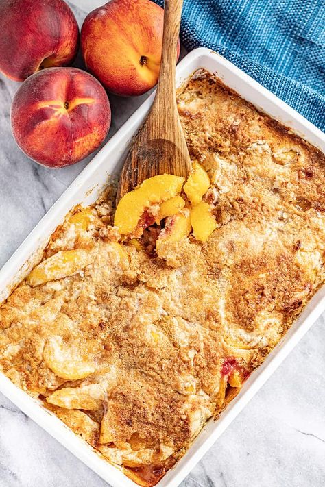 Peach Dump Cake Recipes, Cake Recipe From Scratch, Peach Cobbler Dump Cake, Peach Dump Cake, Dump Cake Recipe, Recipes From Scratch, Stay At Home Chef, Peach Dessert Recipes, Cake From Scratch