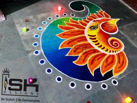 #ganpati #rangoli #colors #shades #beautiful #art #rangoliideas #Ganeshrangoli Shaded Rangoli, Ganpati Rangoli Designs Latest, Satyanarayan Pooja, Ganpati Rangoli, Happy Birthday Flower Cake, Ganesh Rangoli, Bappa Photo, Pongal Kolam, Design Rangoli