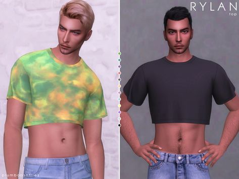 The Sims Resource - RYLAN | top Fendi Swimsuit, Men Crop Top, Crop Top Men, Male Crop Top, Cc Top, Monica Dress, Sims 4 Male Clothes, Sims Stories, Emo Men