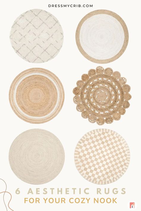 If you're looking for aesthetic yet affordable round rugs to add to your space, such as home office work room or small dining area, we have curated new collection of neutral round rugs. These 6 beige and ivory rug picks are versatile and high quality rugs that easily blend with any interior, such as Scandinavian, Japandi, Minimalistic, Boho Chic, Transitional and Modern Farmhouse. Explore our new collection of round rugs and virtually view them in your space with our free rug visualization tool! Circular Rug Dining Room, Round Rug In Kitchen, Round Rug Bedroom, Kitchen Rugs Farmhouse, Circular Dining Room, Circular Rugs, Jute Round Rug, Small Dining Area, Rug Dining Room