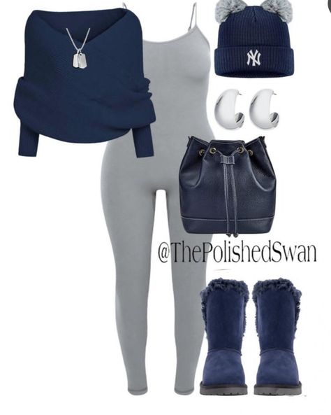 Jean And Boots Outfit Winter, Fall Baddie Outfits For School, Grown And Classy Outfit Black Women, Blue Outfit Ideas Black Women, Comfy Ugg Outfits, Casual Winter Outfits For Women Cold Weather, Fall Evening Outfit, Winter Date Night Outfit Casual, Blind Date Outfit