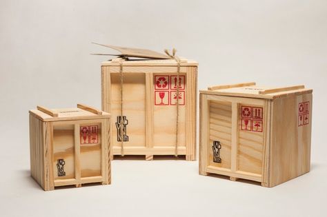 Wooden Box Packaging, Mini Crates, Wood Packaging, Wooden Packaging, Shipping Crates, Cargo Container, Desk Organization Office, Crate Storage, Shipping Boxes