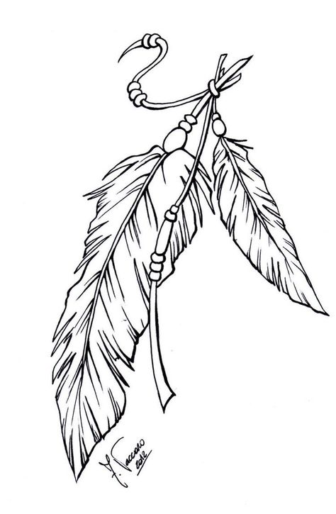 Indian Feather Tattoos, Line Art Tattoo, Native American Feathers, Native American Tattoo, Feather Drawing, Native American Tattoos, Native Tattoos, Indian Feathers, Feather Tattoo Design