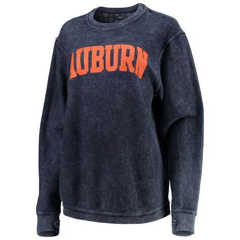 Auburn Tigers Pressbox Women's Comfy Cord Vintage Wash Basic Arch Pullover Sweatshirt – Navy Auburn Sweatshirt, Tiger Lady, Distressed Fabric, Casual Wedding Dress, Fun Sweatshirts, Auburn Tigers, Comfy Sweatshirt, Oversized Pullover, Blue Sweatshirt