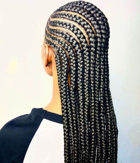 All Back Braids, Ghana Braids Cornrows, Back Braids, Braids To Try, Nigerian Braids, Ghana Braid Styles, Best Braid Styles, Ghana Braids Hairstyles, Feed In Ponytail