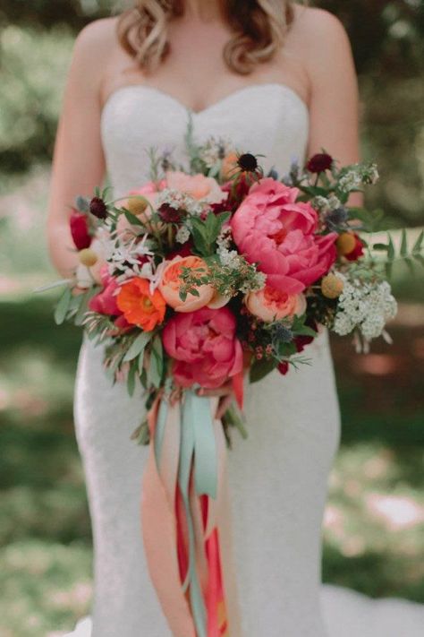 Bright Wedding Bouquet, Peony Bouquets, Wedding Flowers Peonies, Peony Bouquet Wedding, Coral Peonies, Bridal Bouquet Pink, Spring Wedding Bouquet, Wedding Bouquets Bride, Peony Wedding