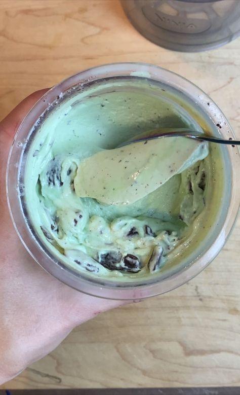 Mint Protein Ice Cream, Cool Whip Protein Ice Cream, Mint Chocolate Chip Protein Ice Cream, Mint Chocolate Chip Protein Shake, Ninja Cremi Fairlife, Mint Chocolate Chip Ice Cream Ninja Creami, Ninja Creami Protein Mint Chocolate Chip, Mint Chip Ninja Creami, Chef Allies Kitchen Ice Cream