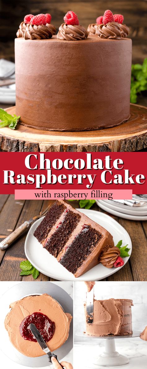 This cake looks and tastes like it came from a high-end bakery, but it's easy to make at home! Fancy Bakery, Chocolate Raspberry Cake, Homemade Chocolate Cake, Frozen Chocolate, Raspberry Filling, Raspberry Cake, Decadent Cakes, Delicious Cake Recipes, Cake Tasting