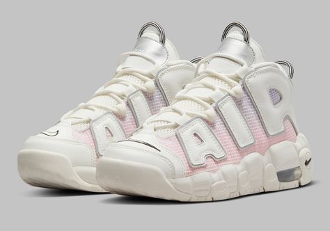 Nike Air More Uptempo GS DQ0514-100 | SneakerNews.com Nike Air More Uptempo 96, Nike Air Uptempo, Look Legging, Nike Air More Uptempo, Nike Air More, Veja Sneakers, Adidas Spezial, Pink Sneakers, Nike Air Max Plus