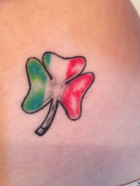 shamrock, with Italian flag colors for being Irish and Italian. Italian And Irish Tattoo, Irish Italian Tattoo, Irish Flag Tattoo, Italian Flag Colors, Italian Tattoos, Double Infinity, Irish Tattoos, Knot Tattoo, Flag Tattoo