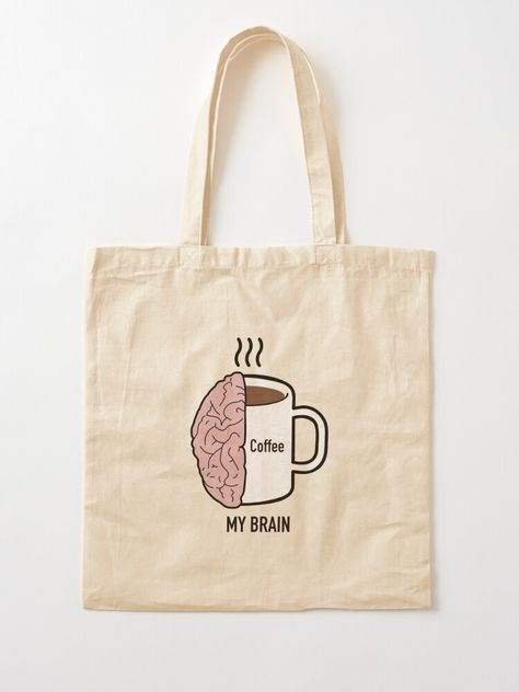 This cotton tote bag is perfect for COFFEE ADDICTS out there. This illustration describes HOW MY BRAIN FUNCTIONS. 🧠☕ #coffee #coffeeaddicts #tote bag #cotton tote bag #trending tote bag #buy tote bag #online shop #small business #brain #coffee illustrations #ig #igtrending Drawing On Bags Ideas, Drawing On Tote Bag, Patron Tote Bag, Tote Bag Illustration, Brain Coffee, Coffee Illustrations, Creative Tote Bag, Symmetry Worksheets, Anime Tote Bag