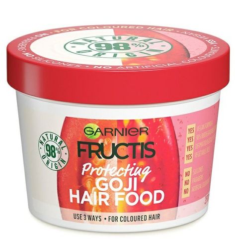 Garnier Hair Mask, Fructis Hair Food, Garnier Fructis, Aloe Vera For Hair, Tartaric Acid, Coloured Hair, Acai Berry, Hair Food, Soybean Oil