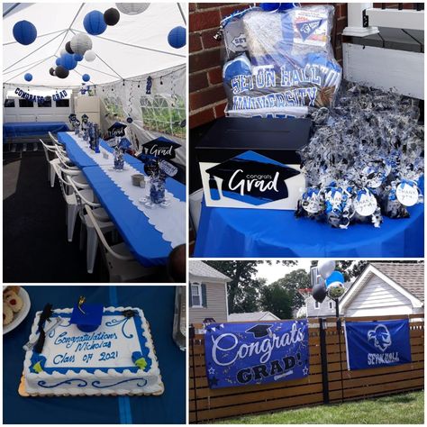 Middle School Graduation Party, Graduation Party Checklist, Boys Graduation Party, Blue Graduation Party, Graduation Party Pictures, Graduation Party Desserts, Middle School Graduation, Graduation Party Table, Graduation Table Decorations