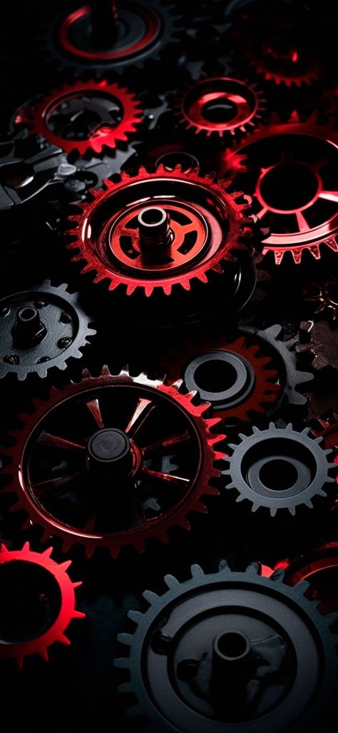 Mechanical Engineering Wallpaper, Cell Wallpaper, Steampunk Background, Steampunk Wallpaper, Red Wallpapers, Juice Ad, Fish Gallery, Red And Black Wallpaper, Colorful Things