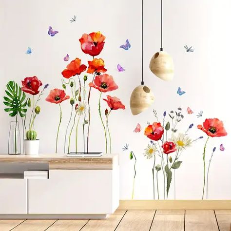 Wall Sticker Design, Cheap Wall Stickers, Floral Wall Decals, Butterfly Wall Decals, Wall Stickers 3d, Wall Decor Decals, Flower Wall Stickers, Wall Stickers Bedroom, Butterfly Wall Stickers