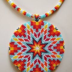 Mato and Company (@mato_elleven) • Instagram photos and videos Beaded Medallion Patterns, Beaded Medallion Native American, Beaded Medallion, Native American Beadwork Patterns, Beaded Banners, Native Beading Patterns, Bead Loom Designs, Beadwork Designs, Native Beadwork