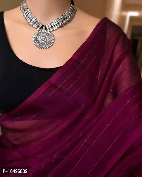 *Daily Wear Chiffon Saree with Blouse piece* *Size*: Free Size(Saree Length - 5.3 metres) Free Size(Blouse Length - 0.8 metres) *Color*: Red *Fabric*: Chiffon *Type*: Saree with Blouse piece *Style*: Self Pattern *Design Type*: Daily Wear *Blouse Type*: Separate Blouse Piece *COD Available* This product is non-returnable Free Size Blouse, Simple Saree Designs, New Saree Blouse Designs, Fashionable Saree Blouse Designs, Fancy Sarees Party Wear, Simple Sarees, Traditional Indian Outfits, Saree Blouse Designs Latest, Casual Saree