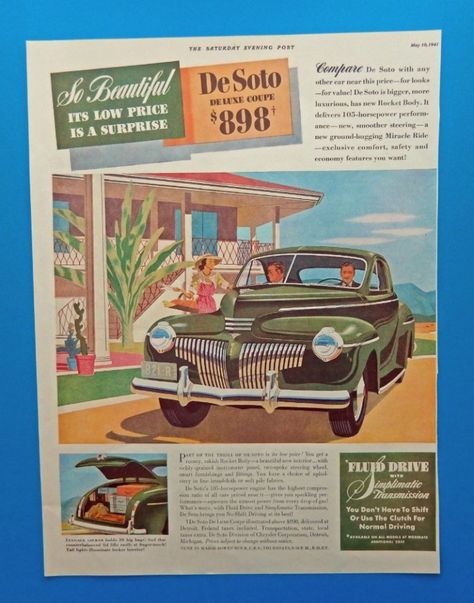 Desoto Cars, Vw Pickup, Decoupage Crafts, Automobile Advertising, Antique Car, Car Poster, Garage Art, Magazine Ad, Car Advertising