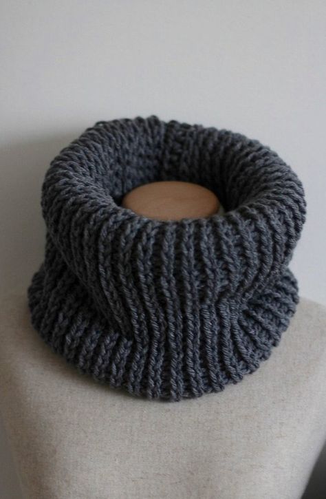 Gray infinity scarf, gray knit cowl, vegan scarf, vegan clothing, circle scarf, tube scarf, knit inf Knitted Tube Scarf, Cozy One Size Infinity Scarf With Knit Fabrication, Crochet Button Cowl, Crochet Cowl With Buttons, Crochet Cowl Button Scarf, Into The Woods Cowl Crochet, Tube Scarf, Crochet Christmas Gifts, Vegan Clothing