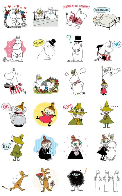 All your pals from Moomin Valley are here to add a dash of magic to your chats with this classy set of animated stickers. With Moomin, Little My, and Snufkin by your side, wonder is waiting wherever you look. Moomin Tattoo, Moomin Valley, Cross Stitch Fonts, Tove Jansson, Cartoon World, Animated Stickers, Line Sticker, Line Store, Children's Book Illustration