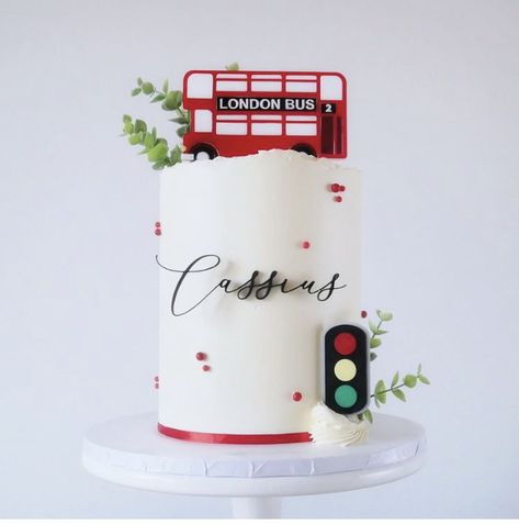 London Bus Cake Birthday, London Bus Cake, London Birthday Cake, Bus Cake Design, Bus Cakes For Boys, Traffic Light Cake, Bus Theme Cake, Bus Birthday Cake, Car Cakes For Boys