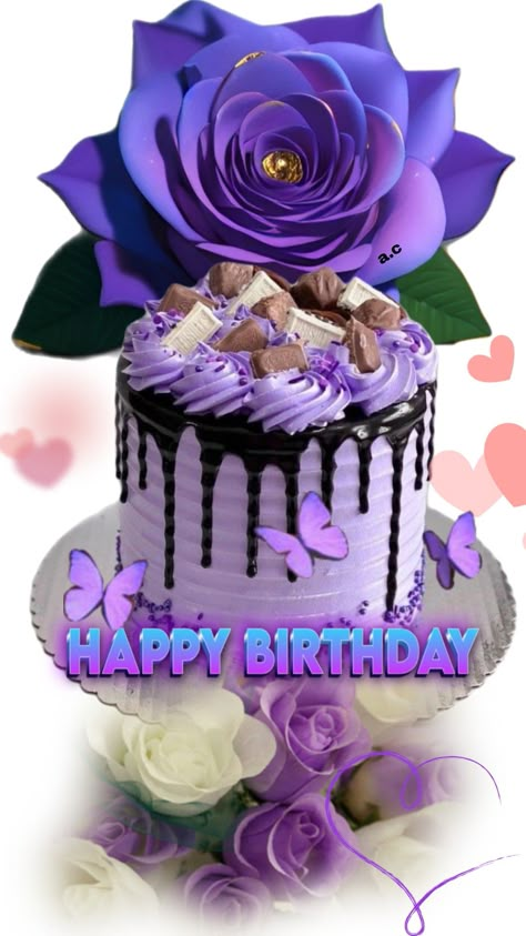 Happy Birthday In Purple, Happy Birthday Purple, Happy Birthday Fireworks, Birthday Fireworks, Purple Happy Birthday, Birthday Wishes For Wife, Free Happy Birthday Cards, Chocolate Cake Designs, Happy Birthday Cake Pictures