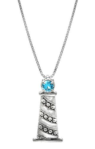 Sterling Silver and Blue Topaz Lighthouse Necklace Pendant with 18 Box Chain ** Check this awesome product by going to the link at the image. Lighthouse Gifts, Chain Clothing, Decor Books, The Lighthouse, Jewelry Companies, Gift Ideas For Men, Honolulu, Box Chain, Cute Jewelry