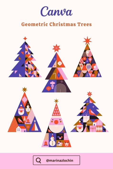 Christmas Cookie Box, Geometric Christmas, Creative Wrapping, Christmas Campaign, Christmas Illustrations, Christmas Graphics, Canva Elements, Craft Booth, Tree Illustration