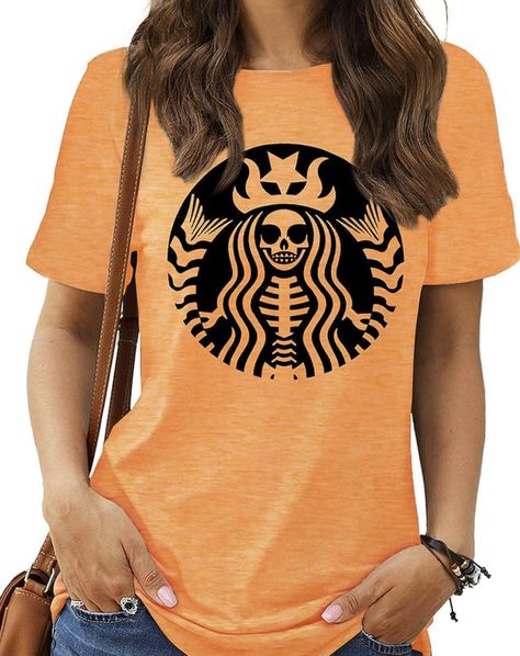 Starbucks Shirt, Fall Starbucks, Halloween Starbucks, Starbucks Siren, Custom Made T Shirts, Basic Witch, Halloween Graphic, T Shirts Funny, White Tee Shirts