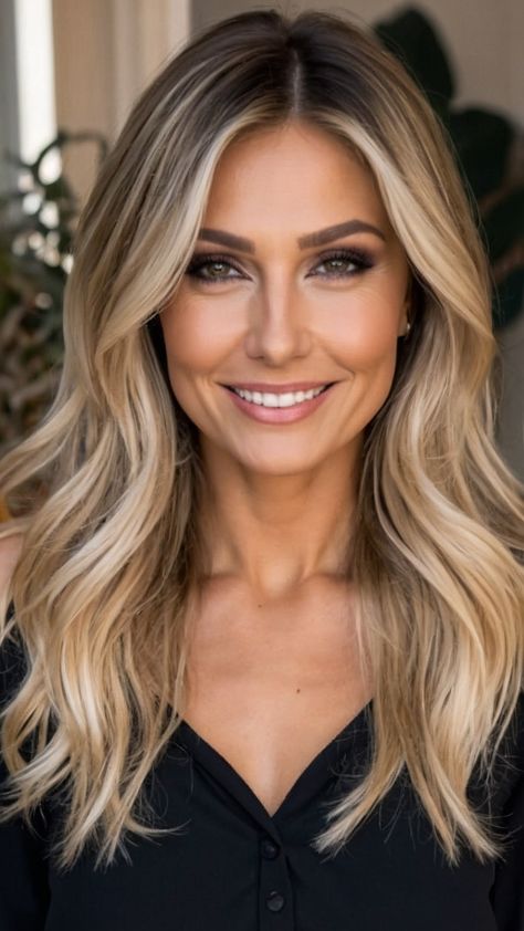 Blonde Hair For Fair Skin Blue Eyes, Balayage For Dark Blonde Hair, Blonde With Natural Roots, Blonde To Brown Balayage, Mom Blonde Hair, Bayalage Blonde 2024, Highlights On Strawberry Blonde Hair, 2025 Blonde Hair Trends, Blonde For Warm Skin Tone