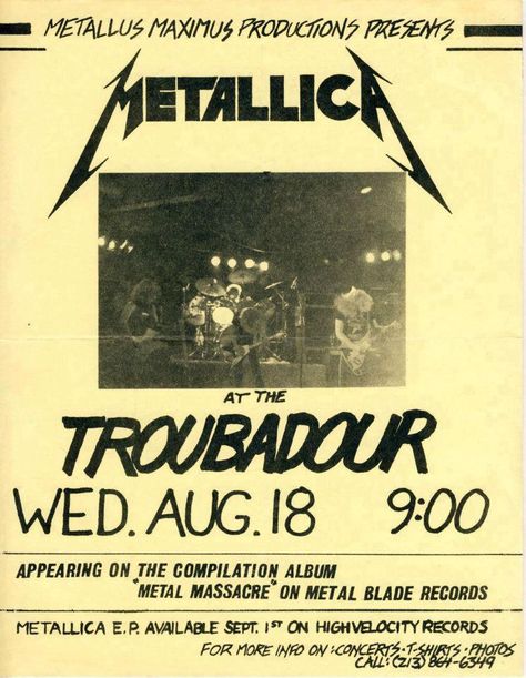 1982 Cliff Burton, Concert Ticket, Master Of Puppets, Rock Posters, T Shirt Photo, Concert Tshirts, Concert Tickets, Cool Bands, Metallica