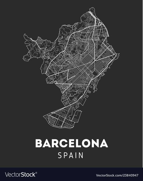 Map Of Barcelona, Barcelona Map Illustration, Barcelona City Map, Barcelona Map, Barcelona Aesthetic, Barcelona Art, Map Ideas, Barcelona City, Fantasy City