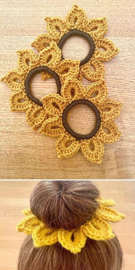 Easiest Crochet, Crocheted Hair, Crochet Scrunchies, Handbags Patterns, Men Crochet, Pola Amigurumi, Crochet Hair Accessories, Crochet Design Pattern, Haken Baby