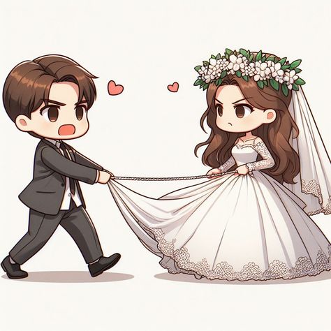 Cute Drawing Couple Cartoon, Cute Chibi Couple Kawaii, Cartoon Couple Images, Cute Cartoon Couples Wallpapers, Bride Wallpaper, Couple Chibi, Cute Chibi Couple, Chibi Couple, Cartoon Love Photo