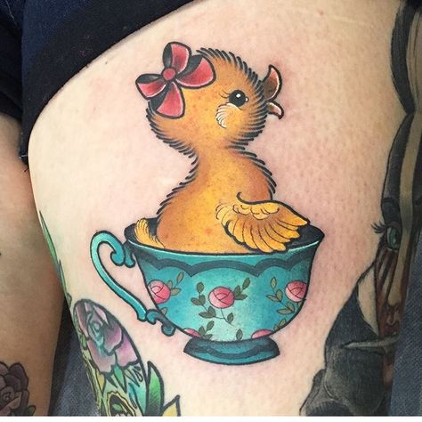 01 Tattoo, Moms Tattoo, Crazy Duck, Teapot Tattoo, Adorable Tattoos, Tea Tattoo, Teacup Tattoo, Chicken Tattoo, Duck Tattoos