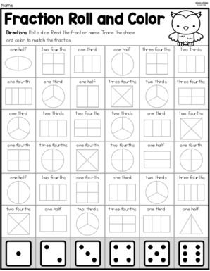 Students will roll a dice, read the fraction name, and trace and color the shape to match the fraction. Roll A Dice, Trace And Color, Rolling Dice, Steam Education, Third Grade, The Shape, 4th Grade, Second Grade, First Grade