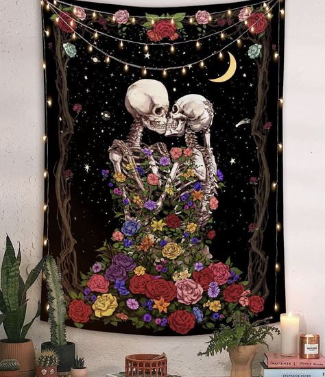 Skull Tapestry, Watering Flowers, Living Room Tapestry, Simple Skull, Star Tapestry, Flower Tapestry, Moon Tapestry, Room Tapestry, Hippie Tapestry